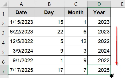 Use DAY, MONTH, and YEAR Functions to Extract Date Parts