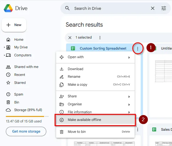 Enable Offline Access in Google Sheets