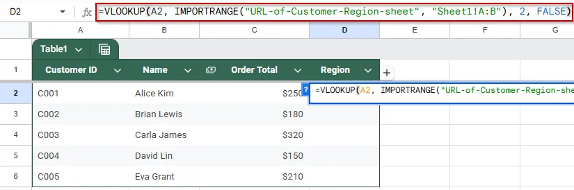 Merge Data Using VLOOKUP and IMPORTRANGE