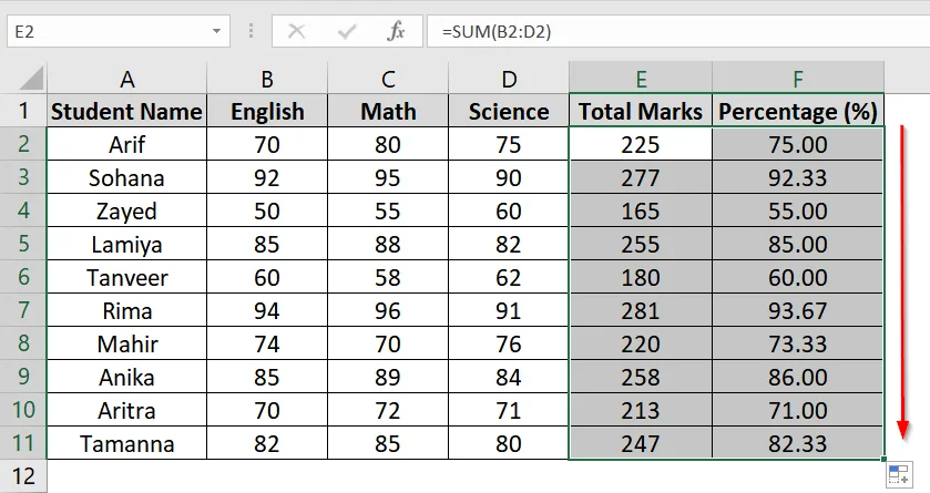 Using Sum & Percentage Formulas to Calculate Percentage in Excel