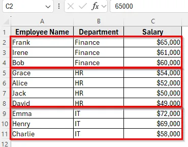 Sort by Multiple Columns in Excel