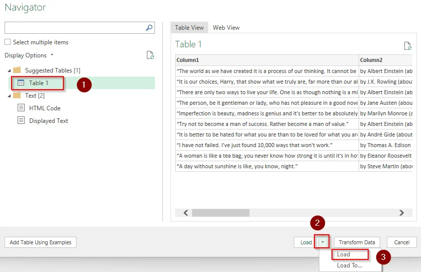 Extract Data from Website Using Power Query