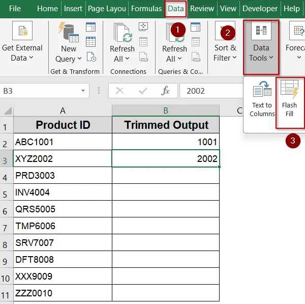 Use Flash Fill to Automatically Remove First 3 Characters