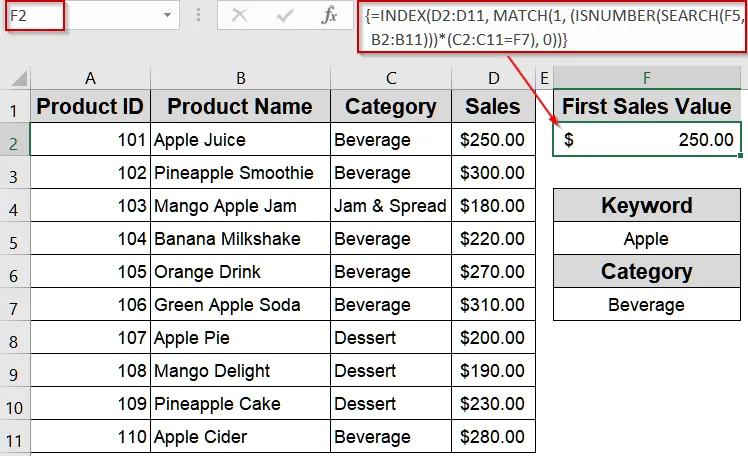Combine INDEX-MATCH for Partial Matches with Multiple Criteria