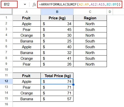 Combining ARRAYFORMULA with Criteria-Based Functions