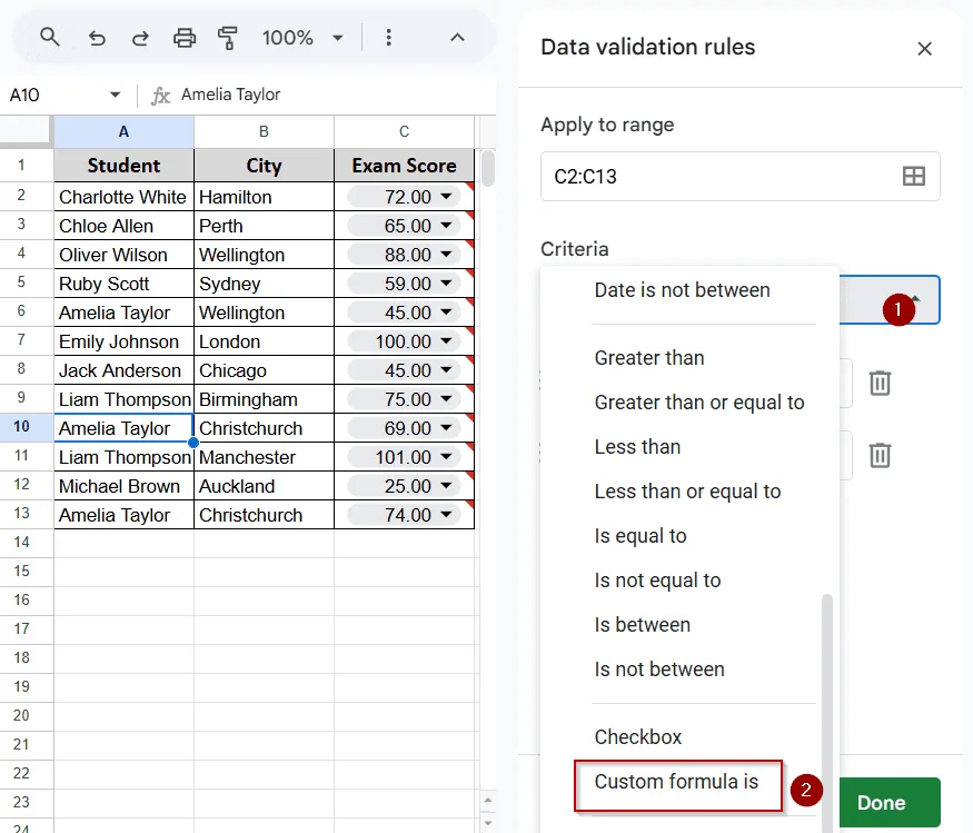 Number Range Validation