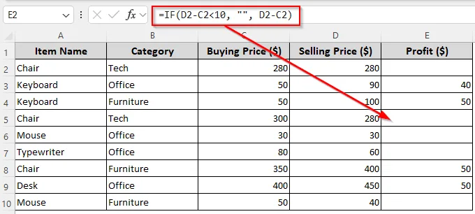 Using the IF Function to Set a Cell to Blank in a Formula
