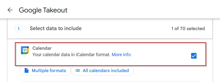 Export Events Using Google Takeout (Manual Method)