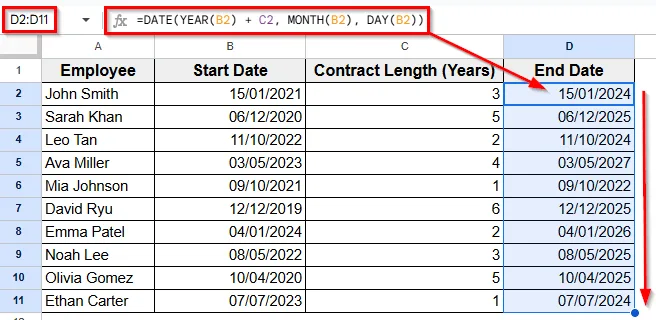 Using The DATE Function to Add Years