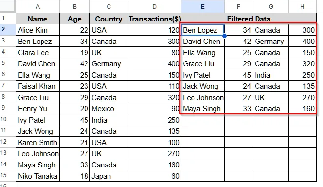 FILTER With OR Condition for Multiple Column Criteria