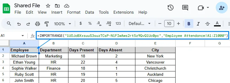 Hide Sheets by Using the IMPORTRANGE Function