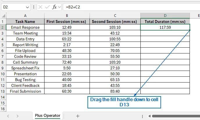 Simple Addition Using the Plus Operator