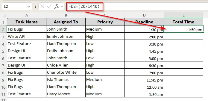 Adding Fixed Minutes for All Time Values