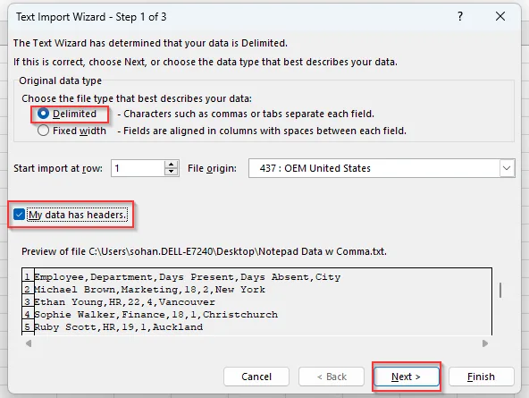 Directly Open the Text File in Excel