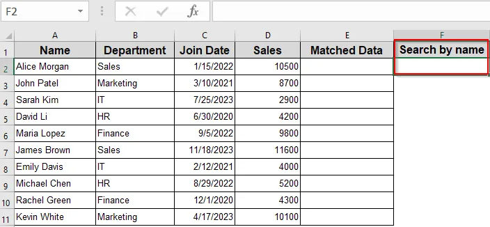 Create a Dynamic Search Box with Formulas