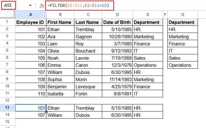 Alternative to Filtering Data in Google Sheets