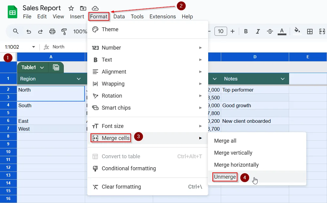Identify if You Have Merged Cells in Your Google Sheets