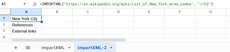 Import XML Heading to Google Sheet Using IMPORTXML