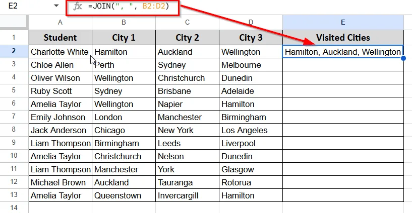 Using JOIN Function to Merge Cells without Losing Data