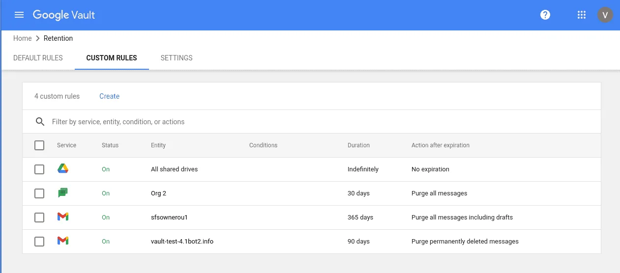 Restore Using Google Vault