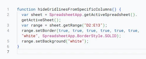 Remove Gridlines From Specific Cells Using Custom Apps Script