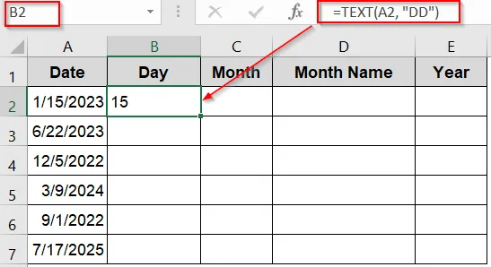 Format Date Parts as Text Using the TEXT Function