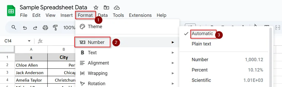 Conversion Between Number and Text in Google Sheets