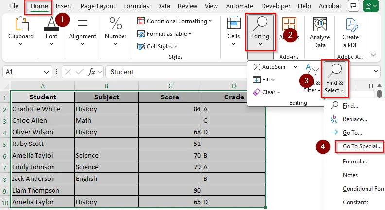 Find and Highlight Blank Cells with the Go To Special Feature