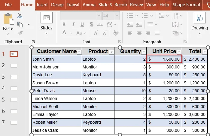 Embed Excel Table with Live Connection in PowerPoint