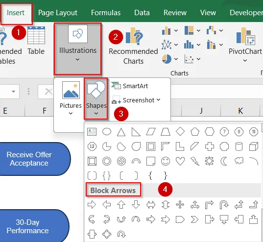 Steps to Create a Flowchart in Excel