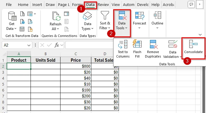 Using the Consolidate Feature to Pull the Same Cell from Multiple Sheets into a Master Column