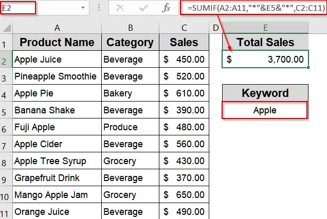 Add Partial Matches Using Cell Reference