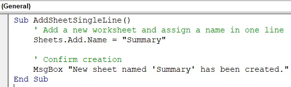 Add and Name the Sheet in a Single Line in Excel VBA