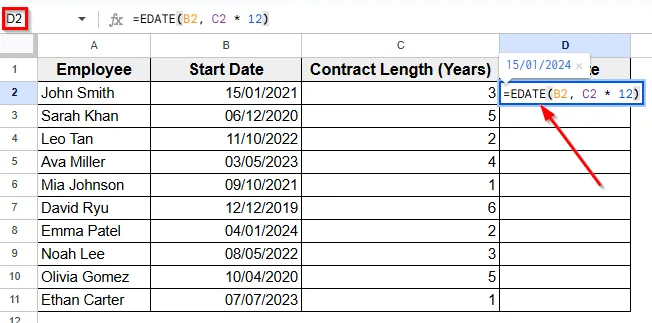 Apply The EDATE Function To Add Years By Months