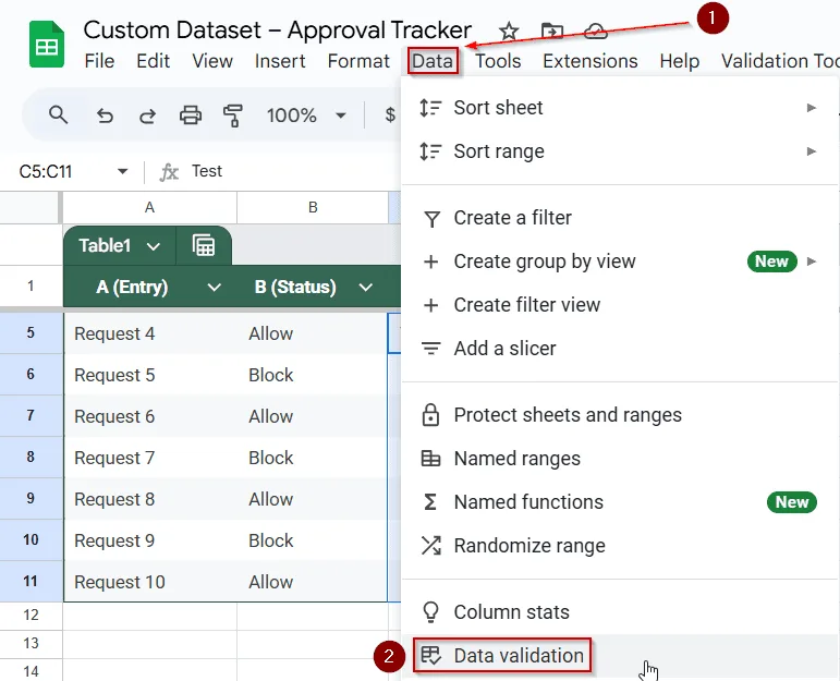 Validate Notes Based on the Status in the Same Row