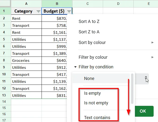 Apply Filter to Hide Rows Based on Cell Value