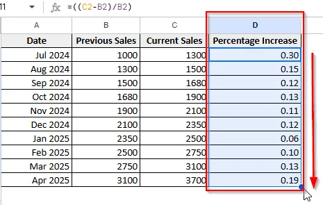 Calculate Average Percentage from Numerical Data