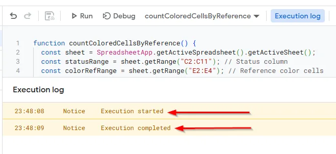 Using Apps Script to Count by Fill Color