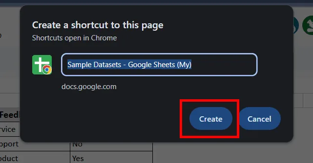 Save Google Sheets as a Desktop Shortcut
