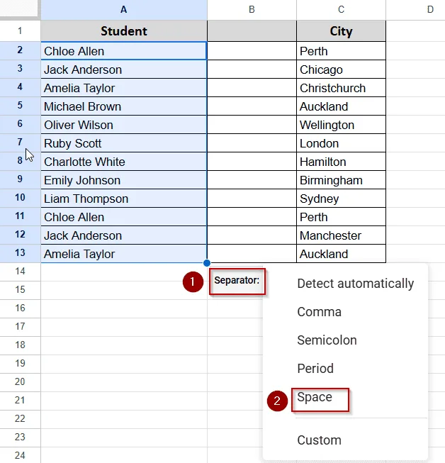 Use the “Split Text to Columns” Feature (Menu Option)