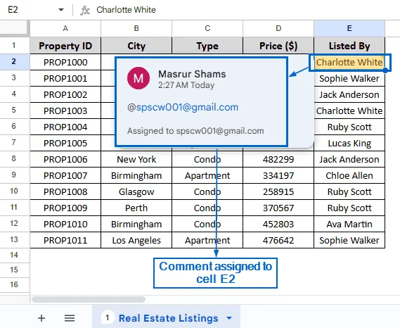 Tag Someone In Google Sheets Using the Main Menu
