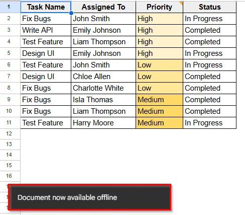 Make Specific Sheets Available Offline