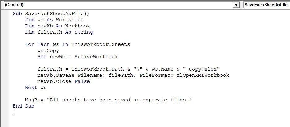 Save All Worksheets as a Separate Excel File
