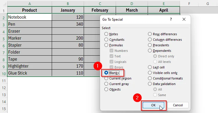 Checking Blank Cells with 0 Without Any Formula