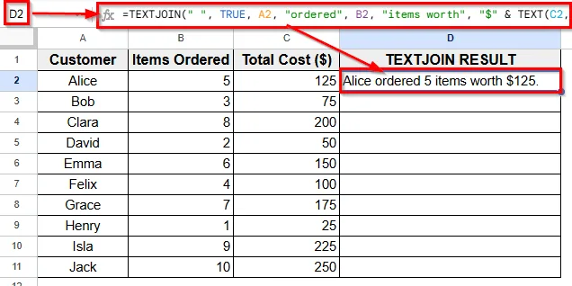 Using the TEXTJOIN Function