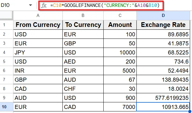 Using the GOOGLEFINANCE Function