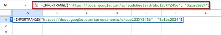 Using IMPORTRANGE function to Import Data from a Named Range in Another Google Sheet