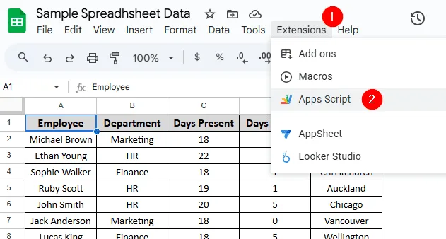 Transpose Rows to Columns Using Apps Script