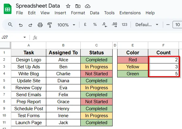 Using Apps Script to Count by Fill Color