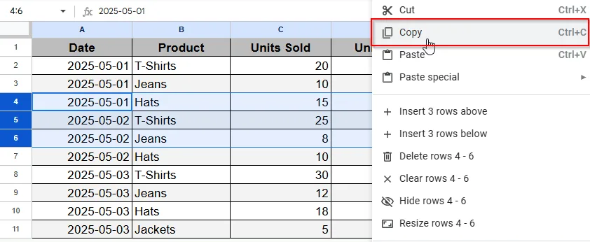 Copy the Selected Cells to New Sheet and Print